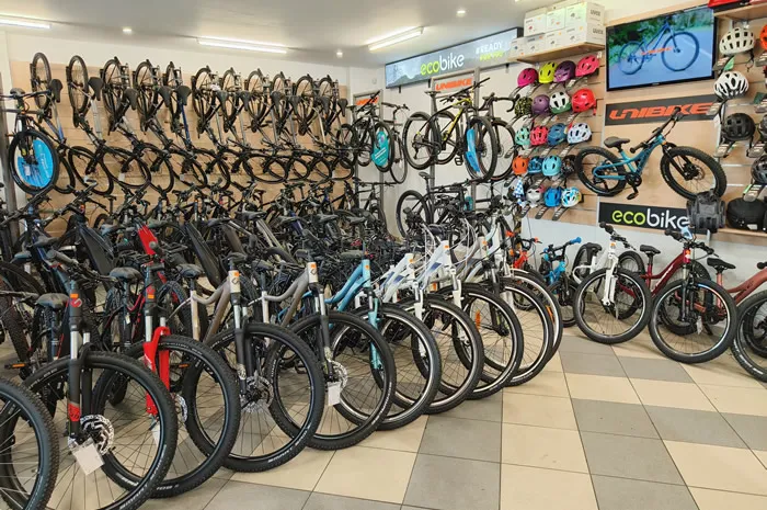 Ekspozycja Ecobike z rowerami elektrycznymi w salonie